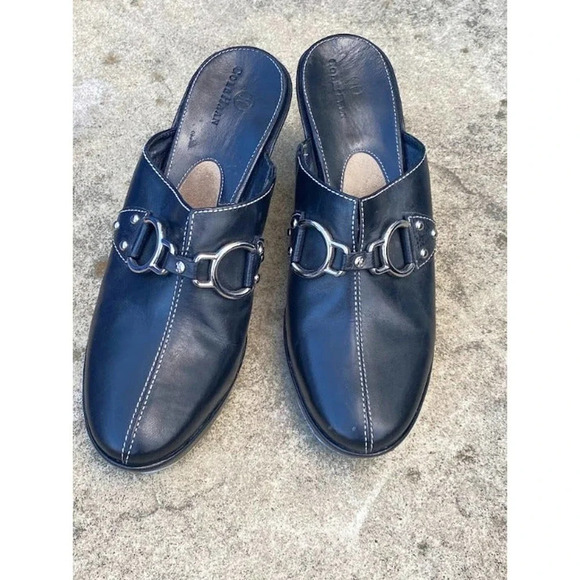 Cole Haan Classic Leather Clog Mule Womens Black US 8AA Made Brazil Preowned - Picture 3 of 9